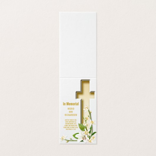 Lily Cross Schriftuur Foto Herdenkingsdienst Kaart (Buitenkant ongevouwen)