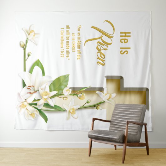 Lily Cross Scripting Easter Church Backdrop Wandkleed (In Situ (horizontaal))