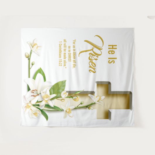 Lily Cross Scripting Easter Church Backdrop Wandkleed (Voorkant (horizontaal))