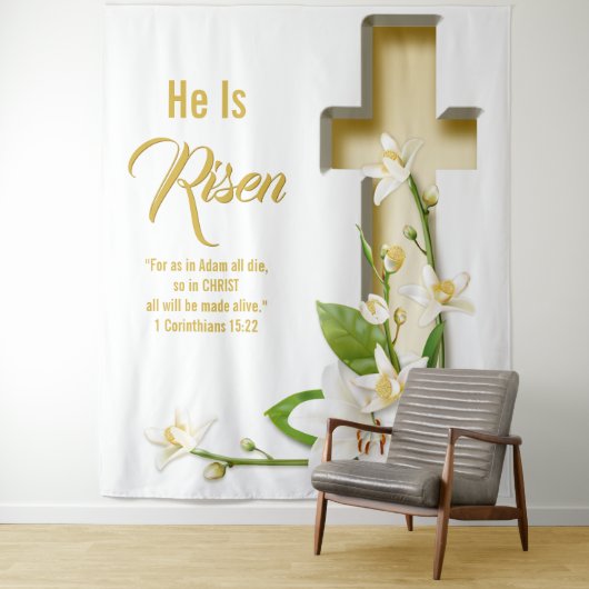 Lily Cross Scripting Easter Church Backdrop Wandkleed (In situ)