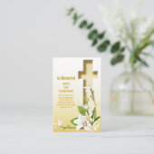 Lily Cross Scripting Foto Funeral Memorial Visitekaartje (Staand voorkant)