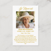 Lily Cross Scripting Foto Funeral Memorial Visitekaartje (Achterkant)