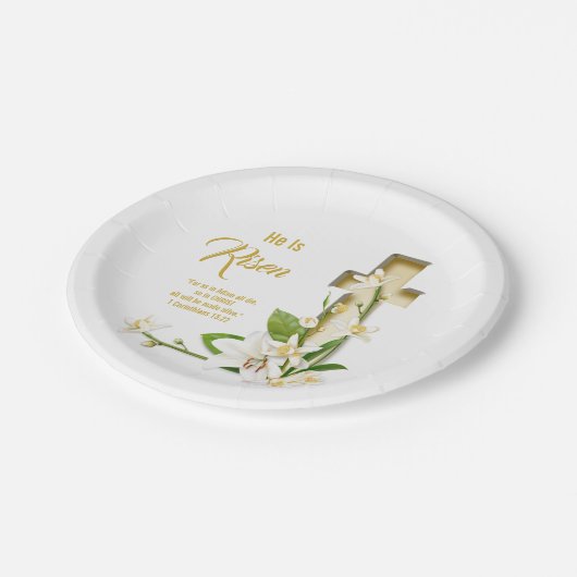 Lily Cross Scripting Hij wordt gerezen Papieren Bordje (Gekanteld)