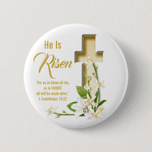 Lily Cross Scripting Hij wordt gerezen Ronde Button 5,7 Cm