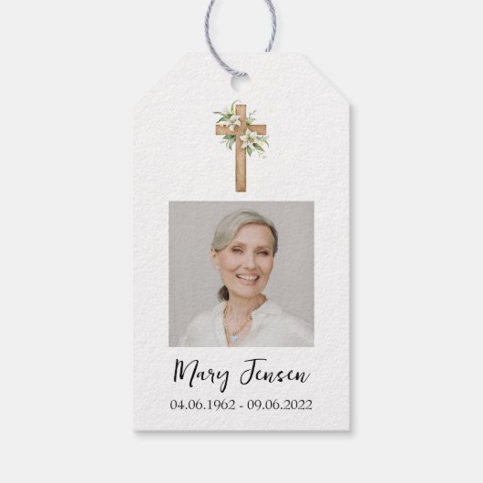 Lily Cross Seed Packet Memorial Begrafenisgeschenk Cadeaulabel (Achterkant)