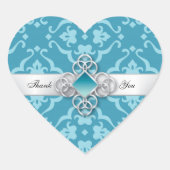 Lily Damask Bruiloft Dank je bruiloft Hart Sticker (Voorkant)