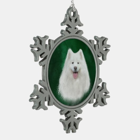 Lily de Samojeed Tin Sneeuwvlok Ornament (Links)