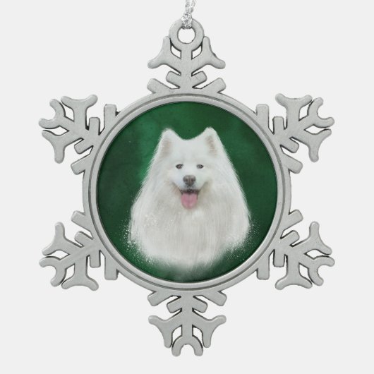Lily de Samojeed Tin Sneeuwvlok Ornament (Voorkant)