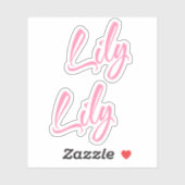 Lily decoratieve naam in roze x2 Sticker (Vel)