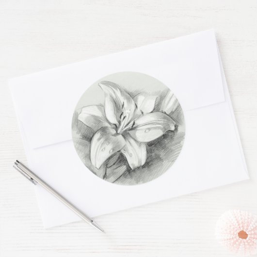 Lily Drawing Ronde Sticker (Envelop)