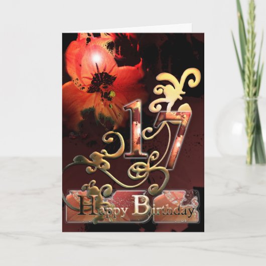 Lily Dream flower Happy 17th Birthday  kaart (Voorkant)