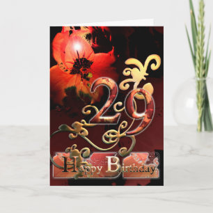 Lily Dream flower Happy 29 Birthday faux geled Kaart