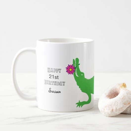 Lily - een ernstig grillige alligator koffiemok (Met donut)