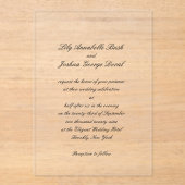 Lily eenvoudige klassieke elegante bruiloft acryl uitnodigingen (Voorkant)