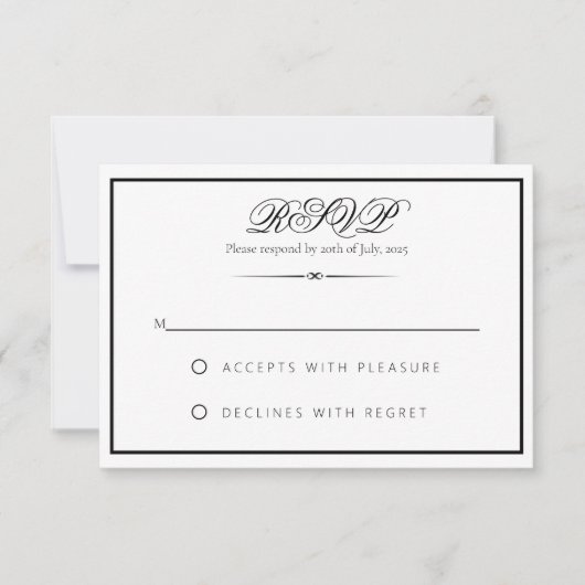 Lily - Elegante Monochrome RSVP Response Kaart (Voorkant)