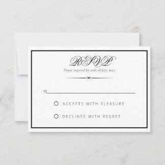 Lily - Elegante Monochrome RSVP Response Kaart