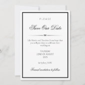 Lily - Elegante Monochrome Save the Date Kaart met (Voorkant)