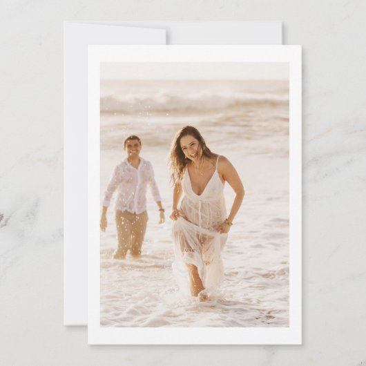 Lily - Elegante Monochrome Save the Date Kaart met (Achterkant)