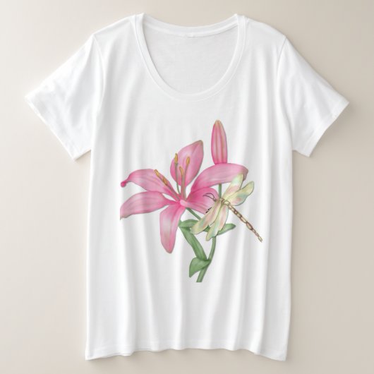 Lily en Dragonfly Grote Maat T-shirt (Design voorkant)