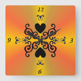 Lily en Heart op regenboog Vierkante Klok