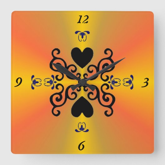 Lily en Heart op regenboog Vierkante Klok (Voorkant)