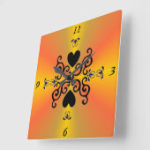 Lily en Heart op regenboog Vierkante Klok (Hoek)