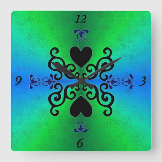 Lily en Heart. Vierkante Klok (Voorkant)