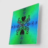 Lily en Heart. Vierkante Klok (Hoek)