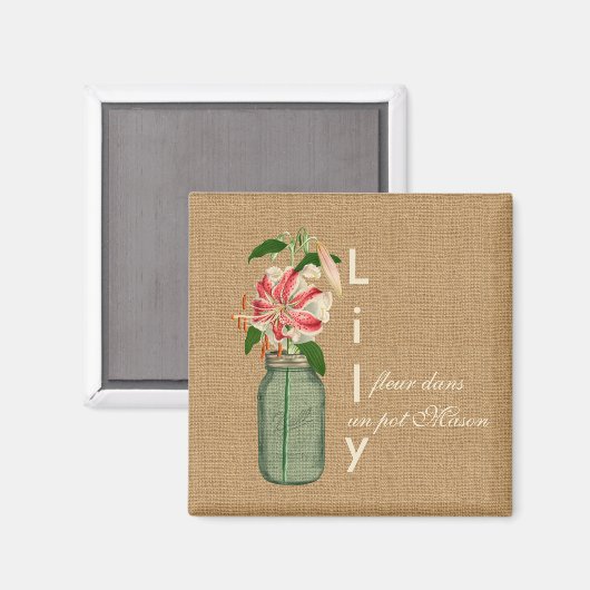 Lily fleur dans in pot Mason Magneet (Voorkant / Achterkant)