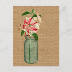 Lily fleur dans un pot Mason Briefkaart