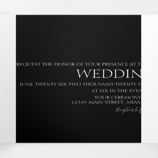 Lily Floral Hand Drawn Script Wedding Drieluik Uitnodiging (Binnenkant midden)