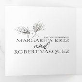 Lily Floral Hand Drawn Script Wedding Drieluik Uitnodiging (Binnenzijde eerst)