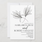 Lily Floral Hand Drawn Script Wedding Kaart (Voorkant)