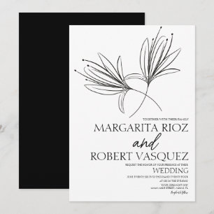 Lily Floral Hand Drawn Script Wedding Kaart