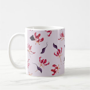 Lily floral hand-getrokken illustratiepatroon koffiemok