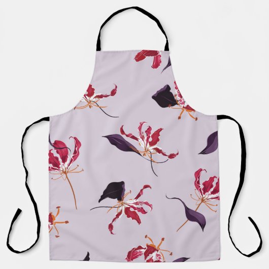Lily floral hand-getrokken illustratiepatroon schort (Voorkant)