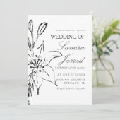 Lily Floral Line Art Ink Sketch Wedding (Staand voorkant)