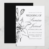 Lily Floral Line Art Ink Sketch Wedding Kraft (Voorkant / Achterkant)