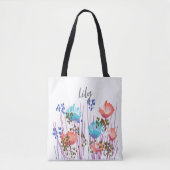 Lily Floral Monogram Tote Bag (Voorkant)