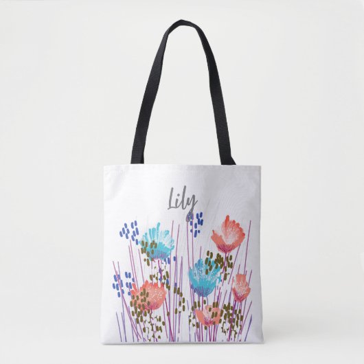 Lily Floral Monogram Tote Bag (Voorkant)