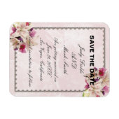 Lily Floral Pink Marble Wedding Save the Date Magneet (Horizontaal)