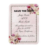 Lily Floral Pink Marble Wedding Save the Date Magneet (Verticaal)