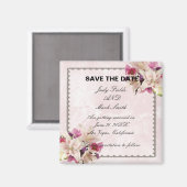 Lily Floral Pink Marble Wedding Save the Date Magneet (Voorkant / Achterkant)