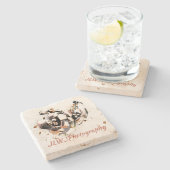  Lily Floral Retro Glam Stenen Onderzetter (Zijkant)