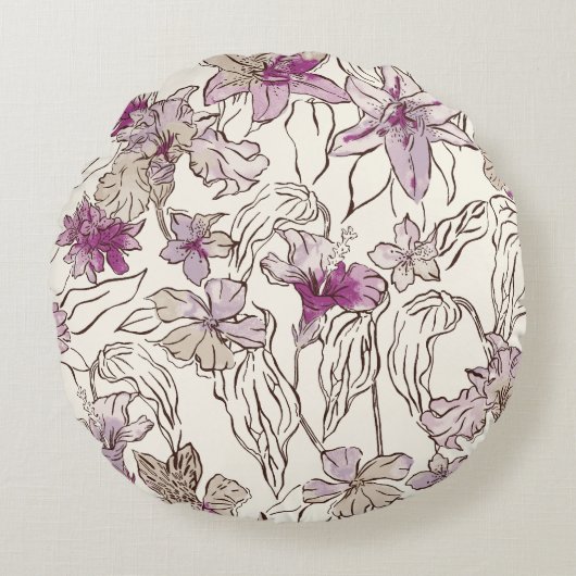 Lily Floral Sierkussen/kussen Rond Kussen (Voorkant)