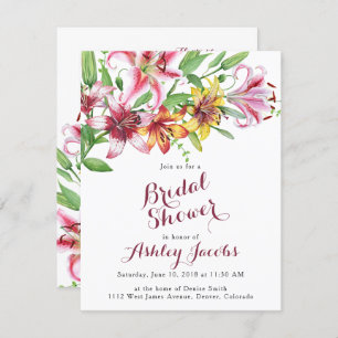 Lily Flower Bouquet Bridal Shower Kaart
