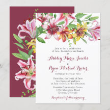 Lily Flower Bouquet Wedding Invitation