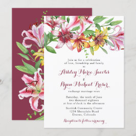Lily Flower Bouquet Wedding Invitation Kaart