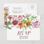 Lily Flower Bouquet Wedding RSVP Uitnodiging Briefkaart (Voorkant / Achterkant)