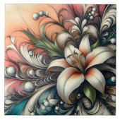 Lily Flower Design met kleurrijke Abstracte patron Tegeltje (Voorkant)